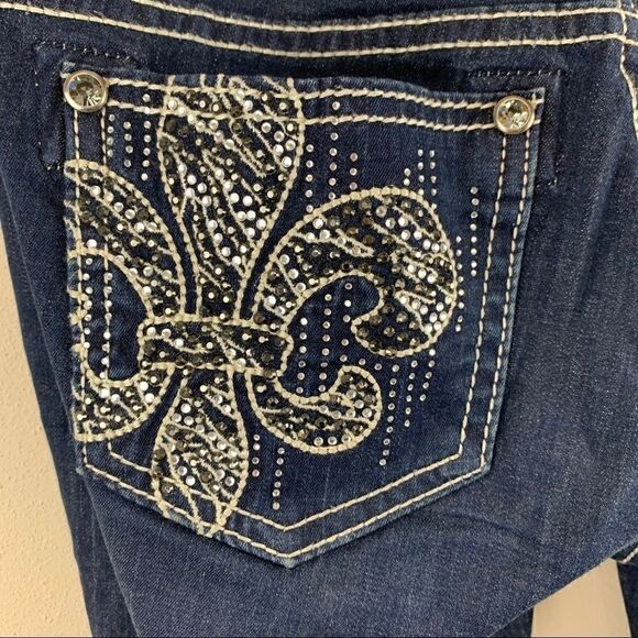 Miss Me easy skinny size 26 dark wash fleur de lis - Picture 5 of 12